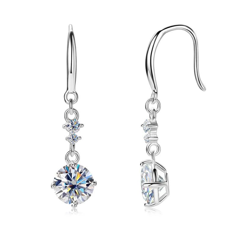 2 Carat Moissanite Stone Earrings - 925 Sterling Silver - Body Central