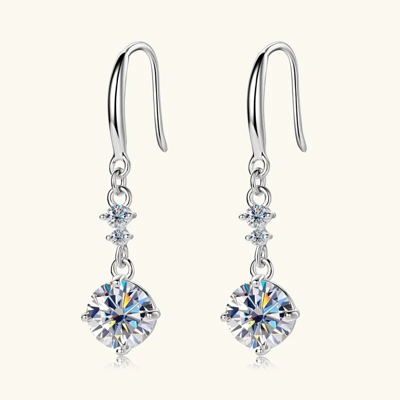 2 Carat Moissanite Stone Earrings - 925 Sterling Silver - Body Central