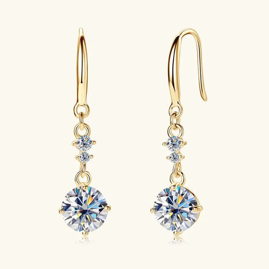 2 Carat Moissanite Stone Earrings - 925 Sterling Silver - Body Central
