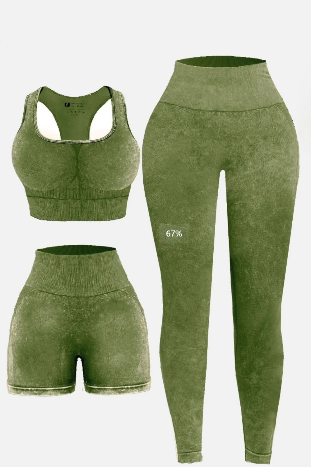3 Piece Washed Square Neck Wide Strap Active Set - Body Central Store