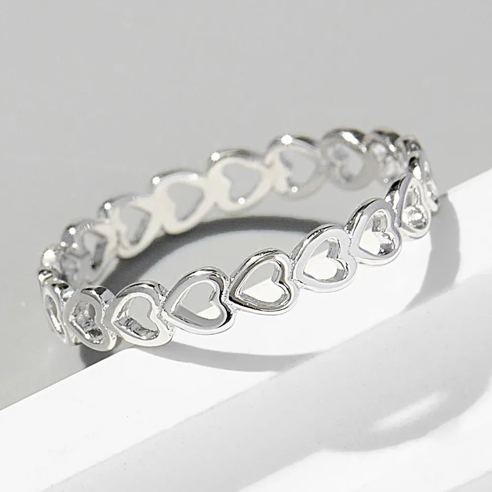925 Sterling Silver Heart Link Ring - Body Central