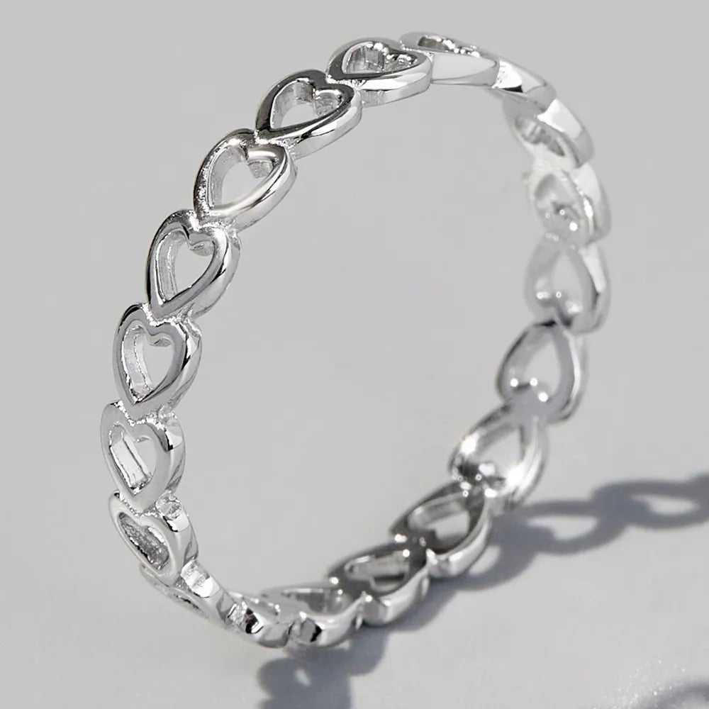 925 Sterling Silver Heart Link Ring - Body Central
