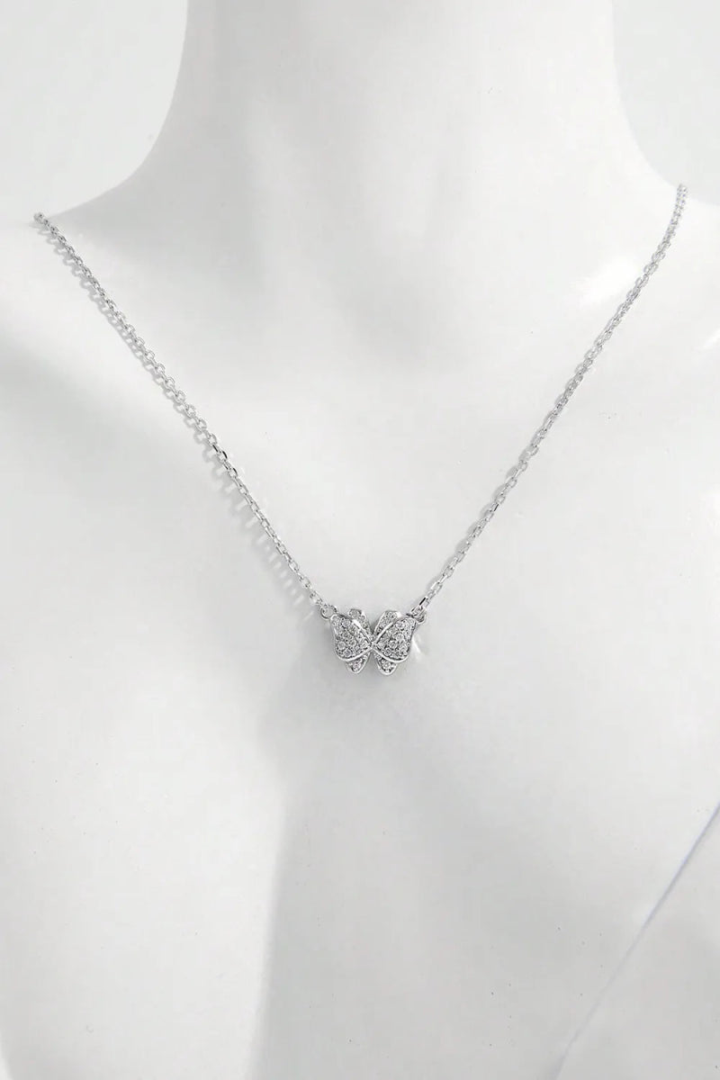 Zircon Butterfly Pendant Necklace - 925 Sterling Silver - Body Central