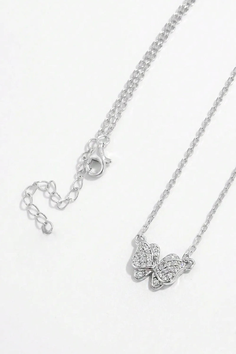 Zircon Butterfly Pendant Necklace - 925 Sterling Silver - Body Central