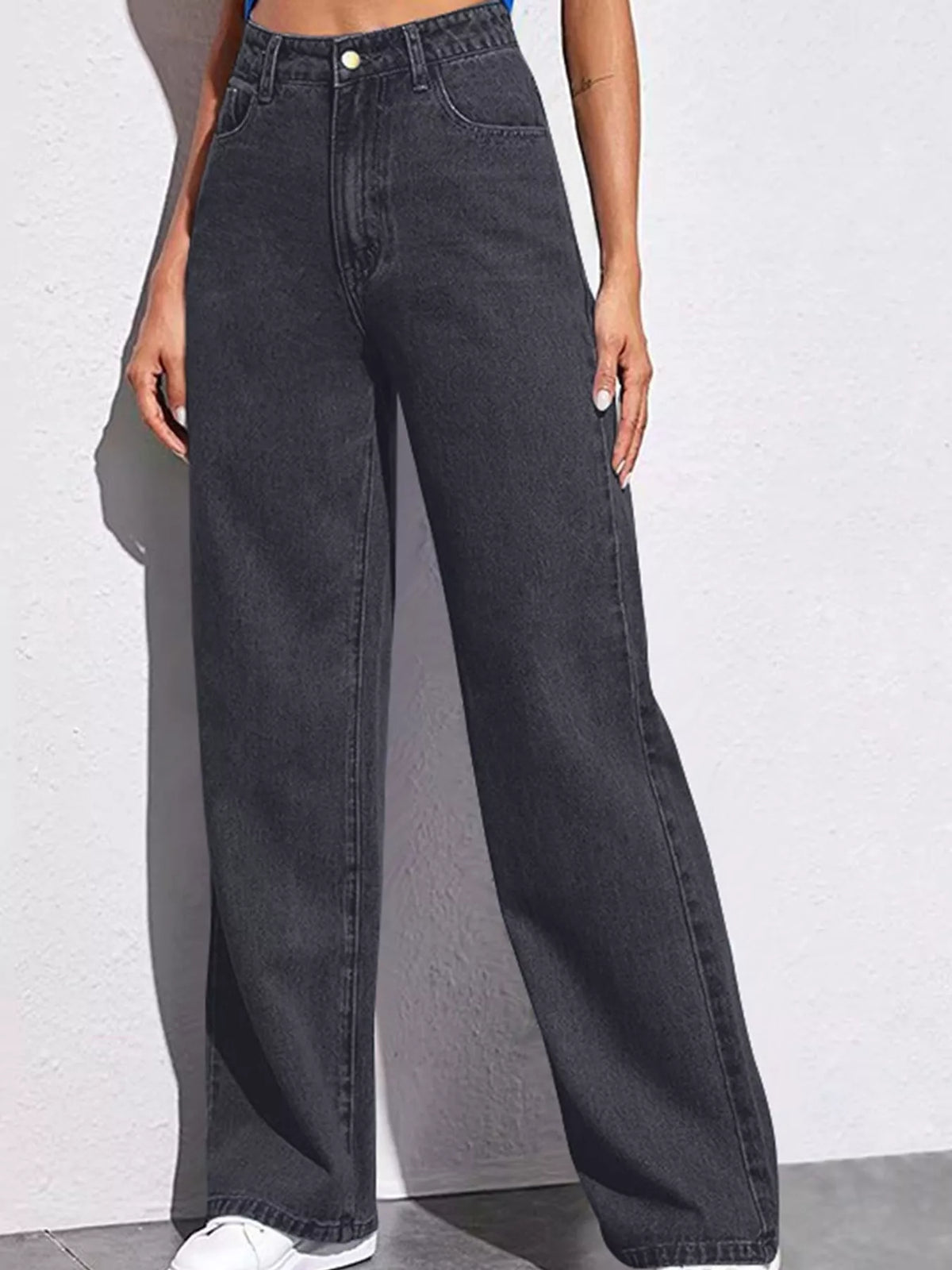 High-Waisted Vintage Wash Jeans