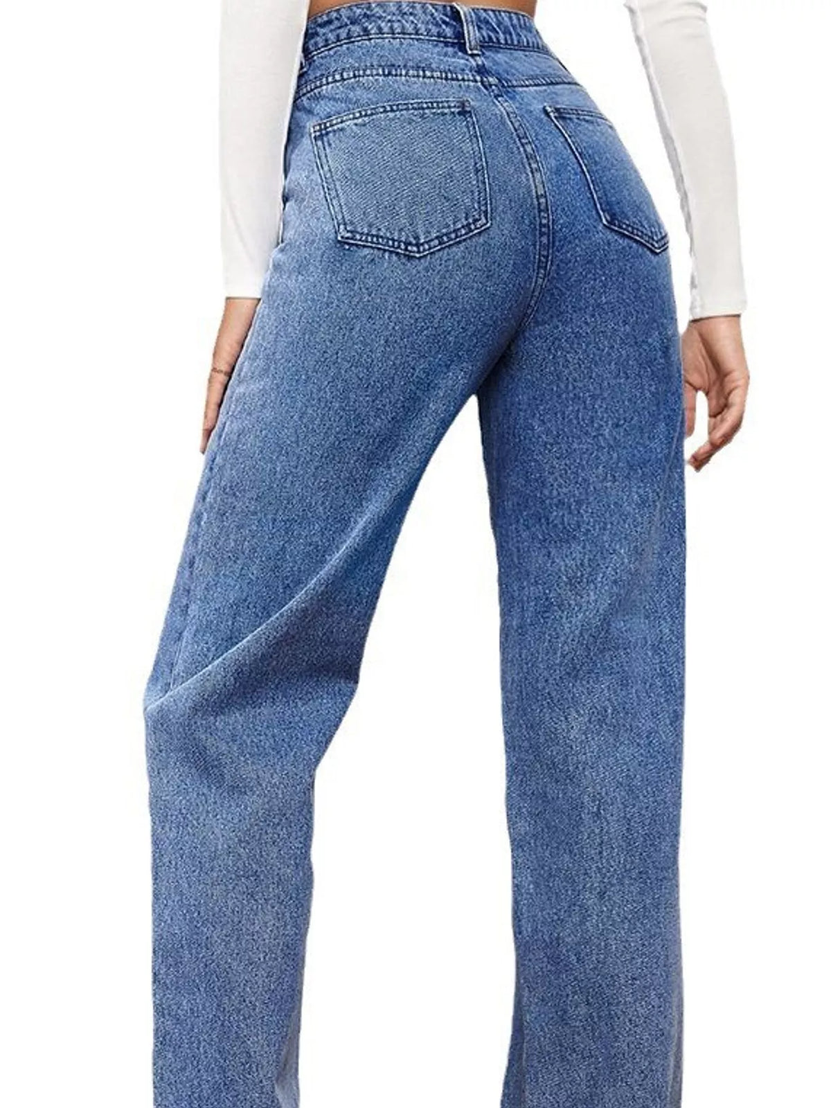 High-Waisted Vintage Wash Jeans