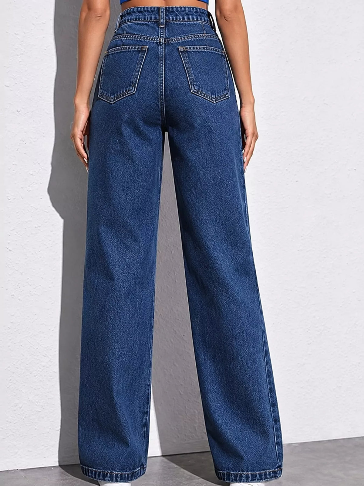 High-Waisted Vintage Wash Jeans