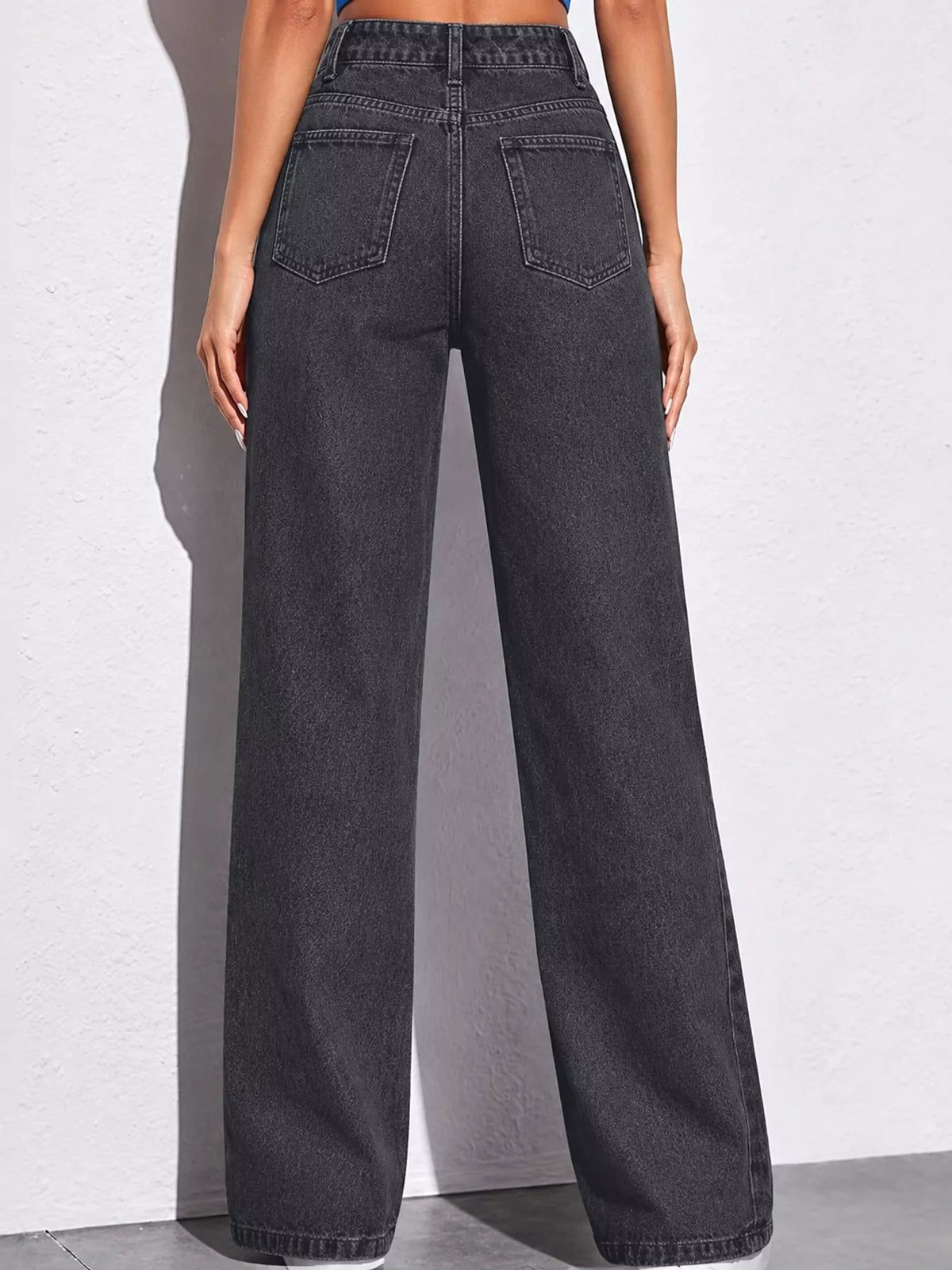 High-Waisted Vintage Wash Jeans