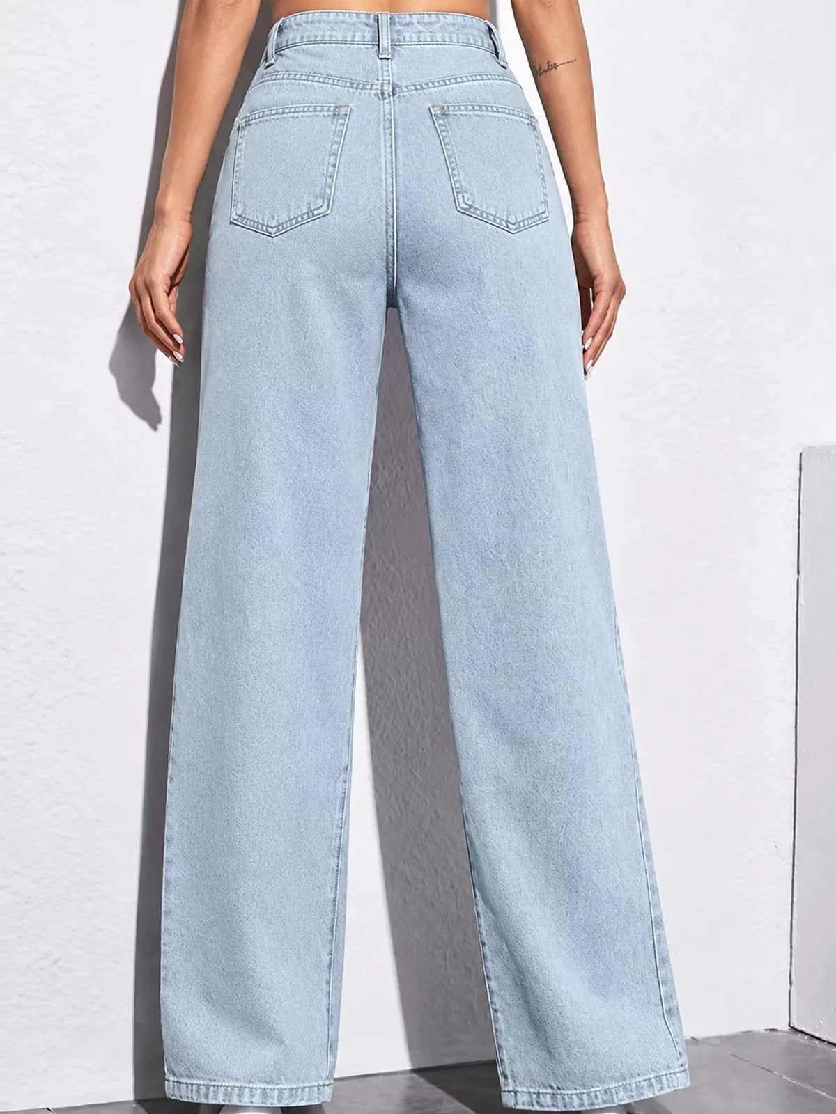 High-Waisted Vintage Wash Jeans