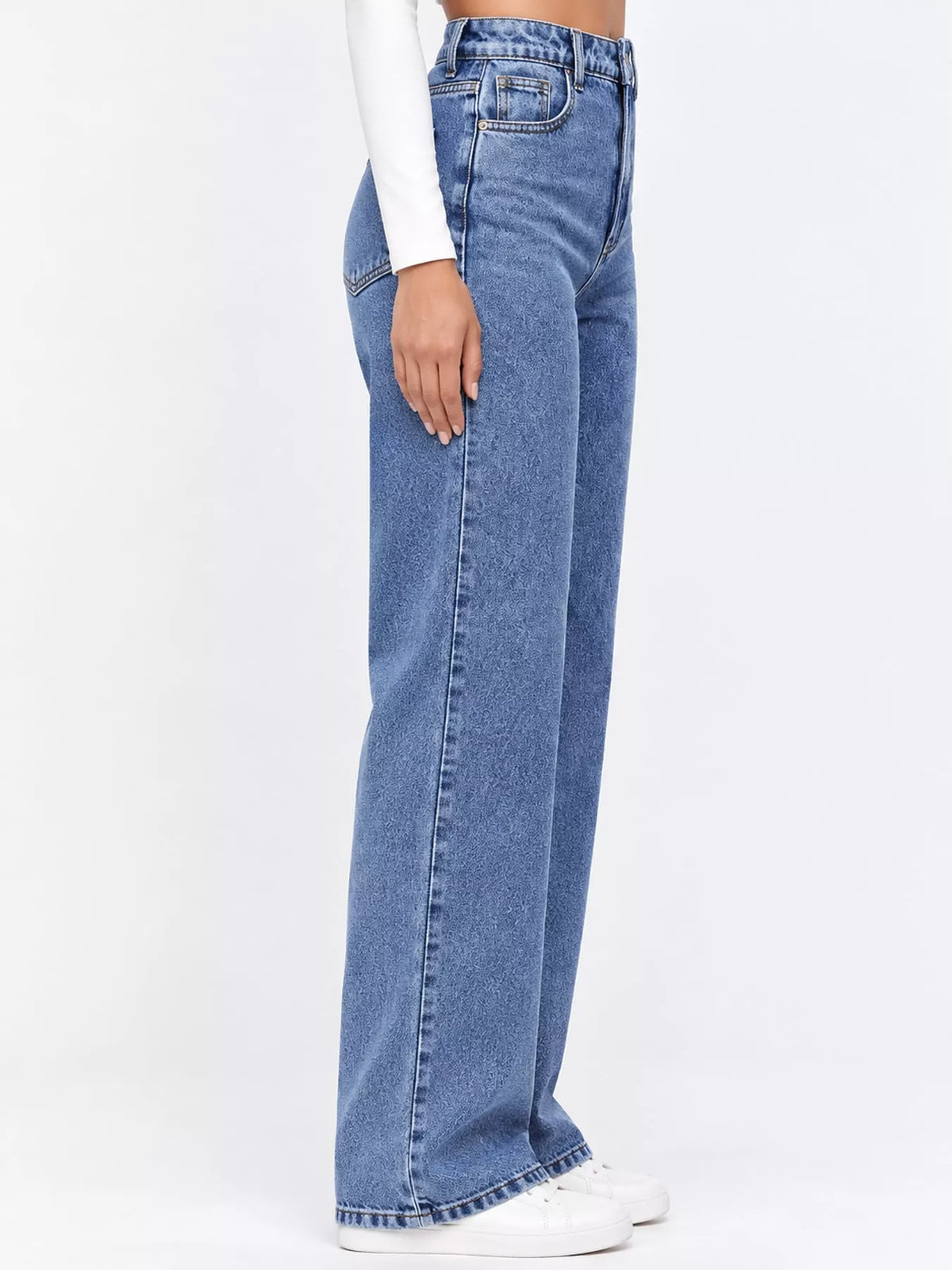 High-Waisted Vintage Wash Jeans