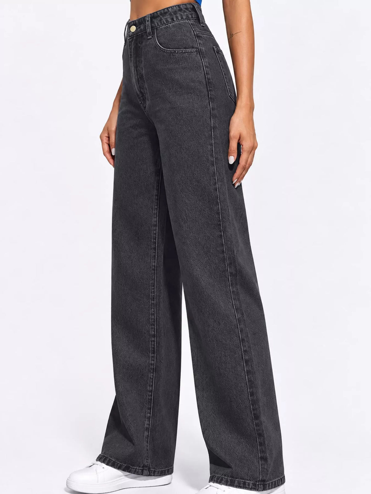 High-Waisted Vintage Wash Jeans