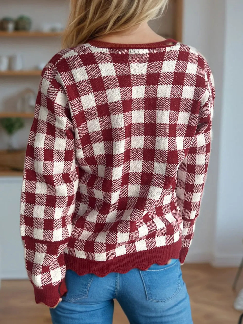 Plaid V-Neck Button Up Cardigan | Body Central