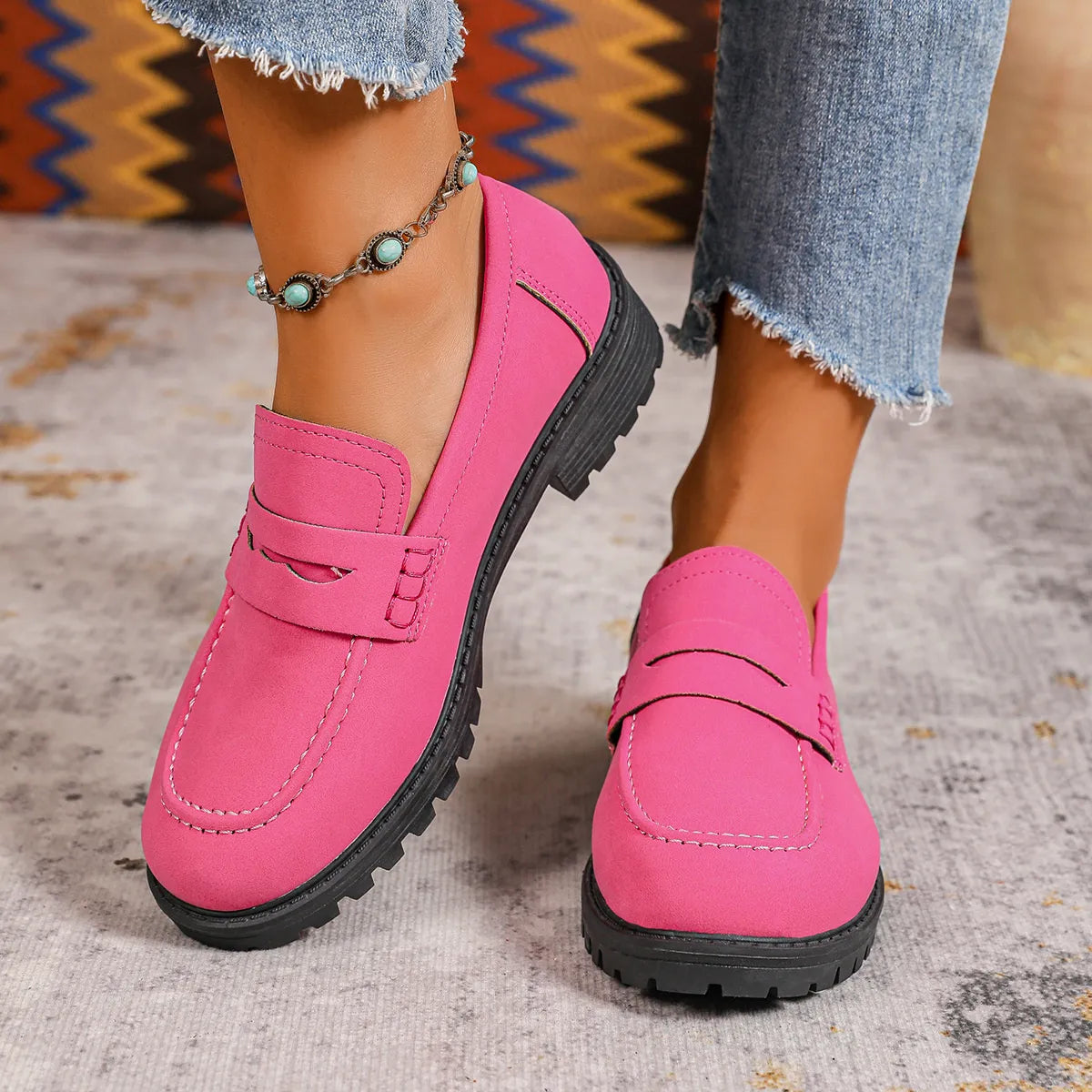 Round Toe Block Heels Loafers | Body Central