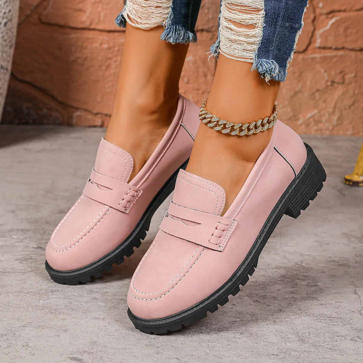Round Toe Block Heels Loafers | Body Central