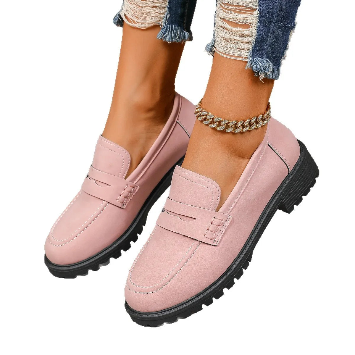 Round Toe Block Heels Loafers | Body Central