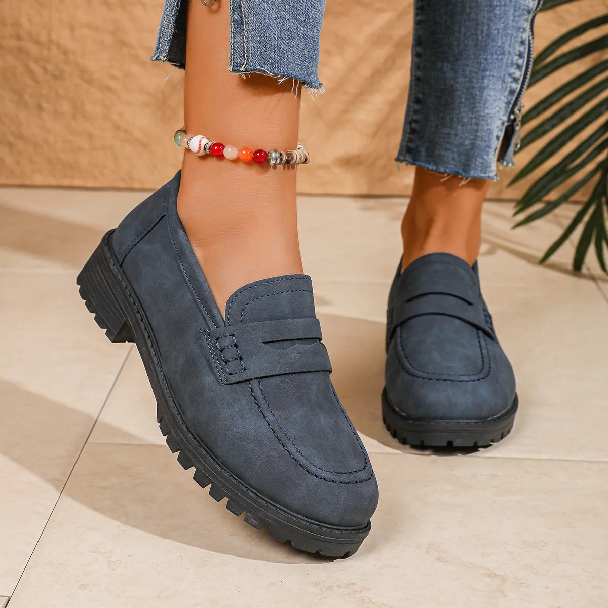 Round Toe Block Heels Loafers | Body Central