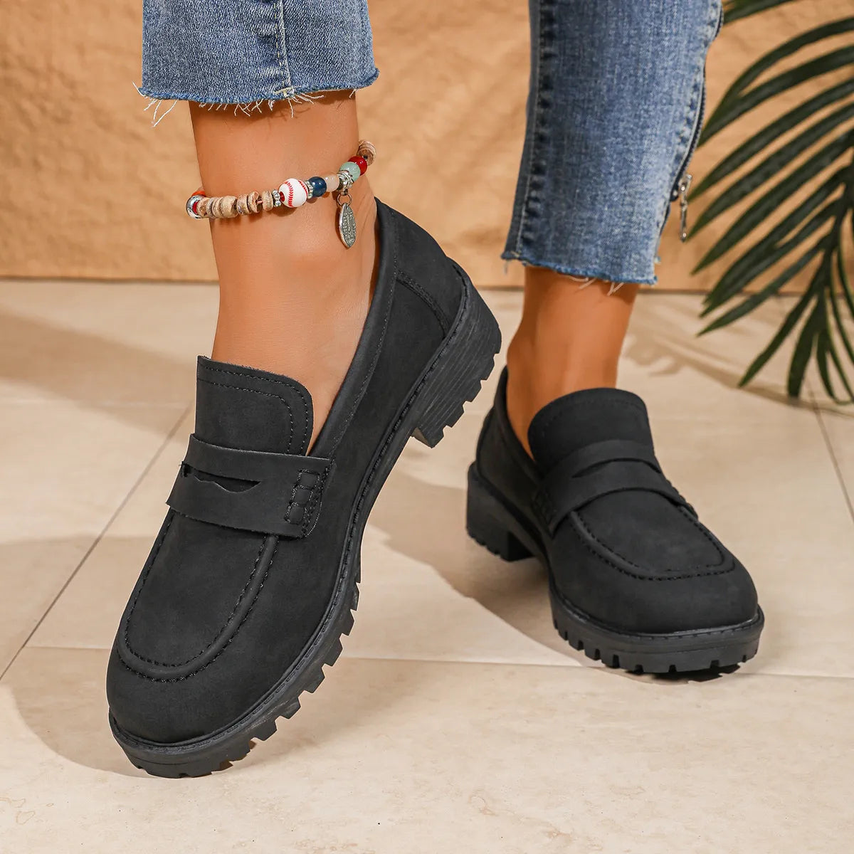 Round Toe Block Heels Loafers | Body Central