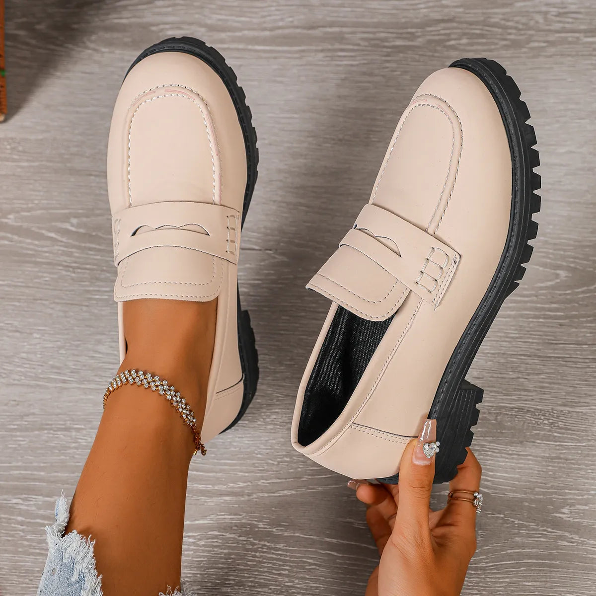 Round Toe Block Heels Loafers | Body Central