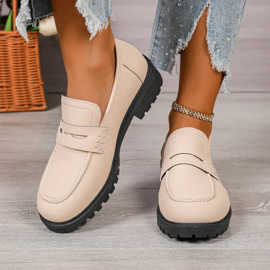 Round Toe Block Heels Loafers | Body Central