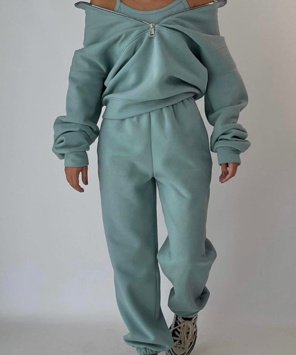 Three Piece Tracksuit Loose Suit Set Sweatshirt Sportswear - Body Central Store