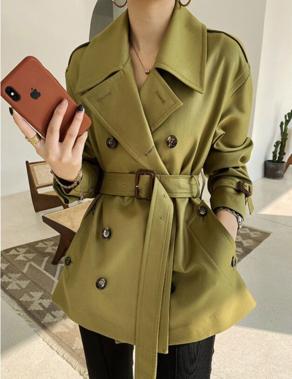 Long Trench Double Breasted Windbreaker Slimk Coat - Body Central Store
