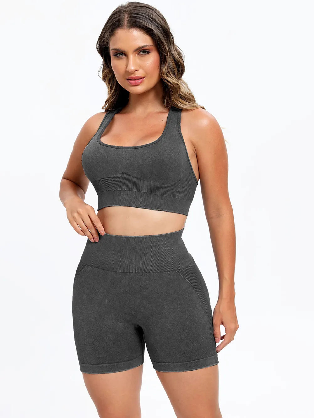 Scoop Neck Wide Strap Top and Shorts Active Set | Body Central