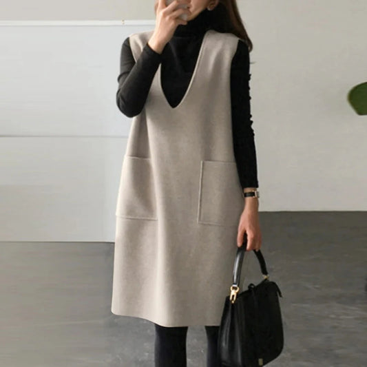 Vest Dress Solid Color Sleeveless Elegant Warm Long | Body Central