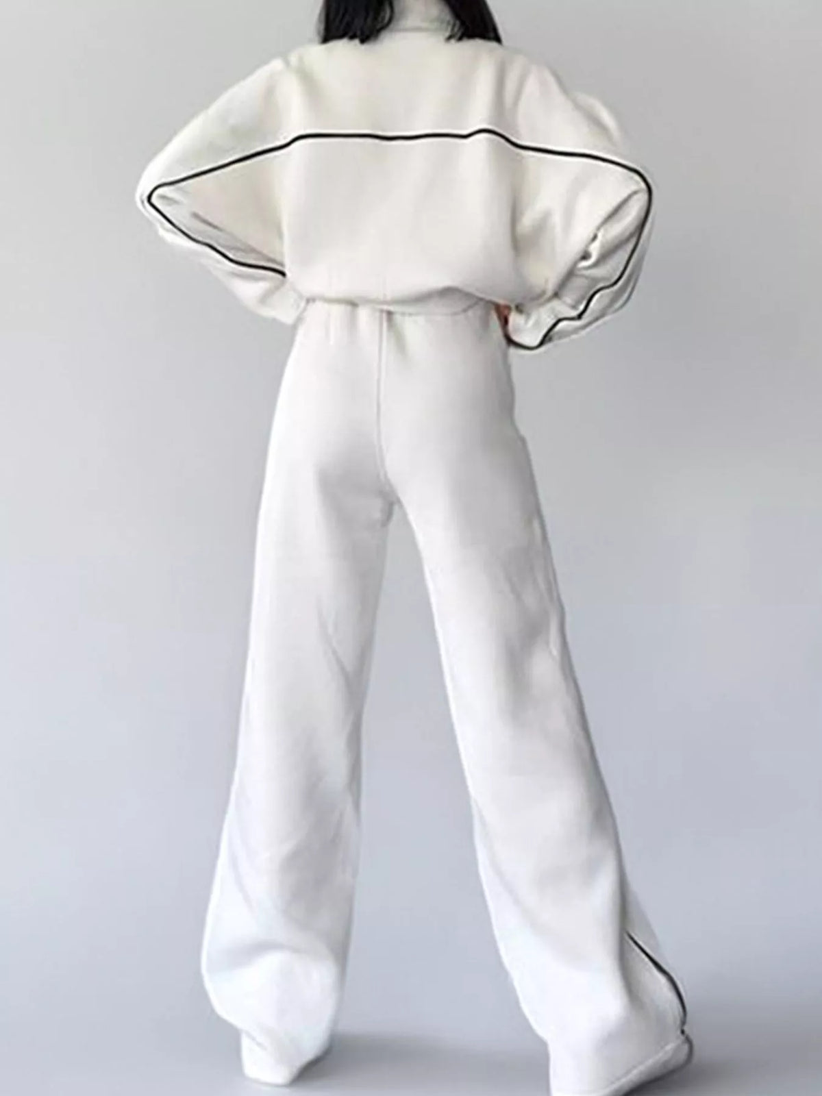Women's Zip-Up Jacket and Wide-Leg Pants Set