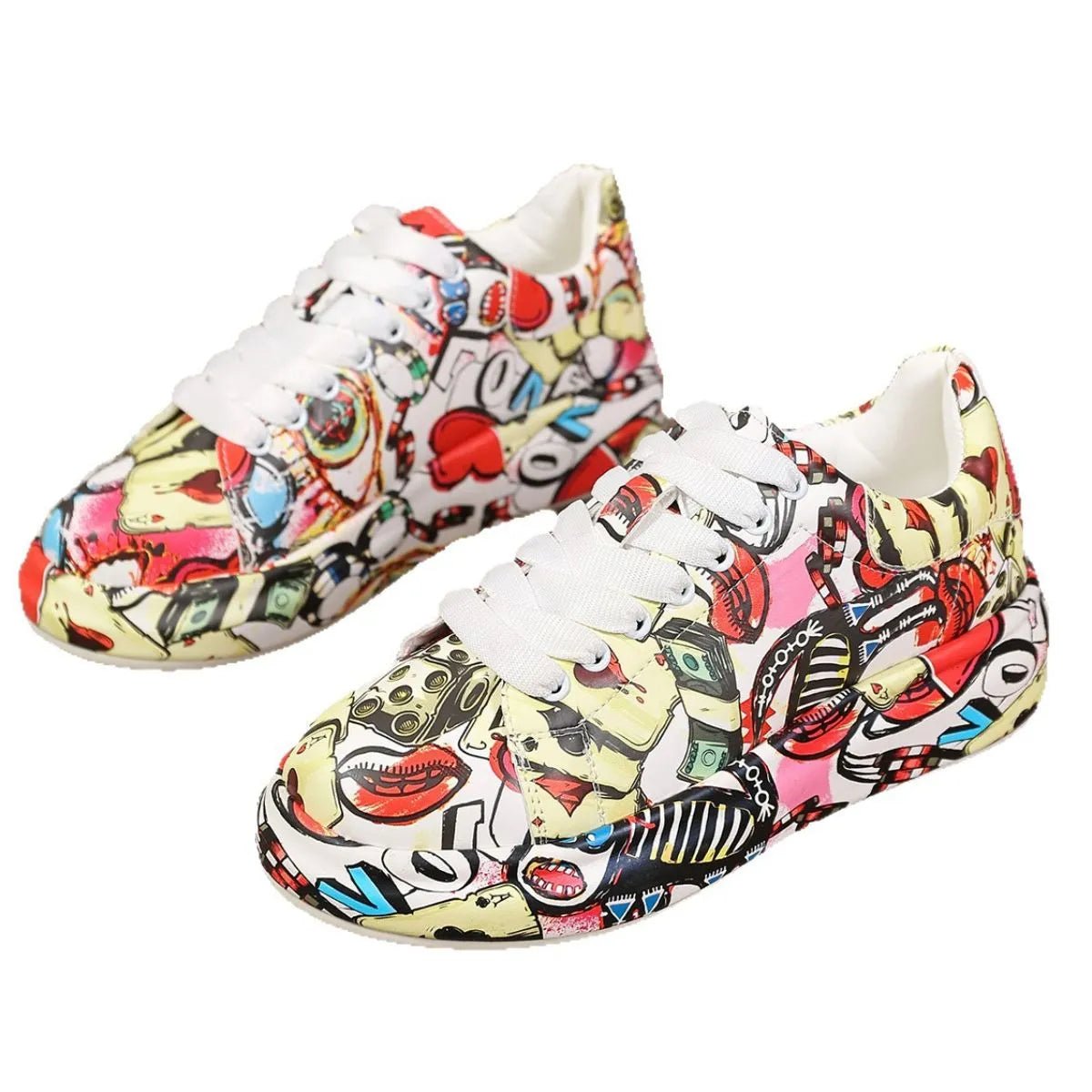 Abstract Print Lace Up Sneakers - Body Central