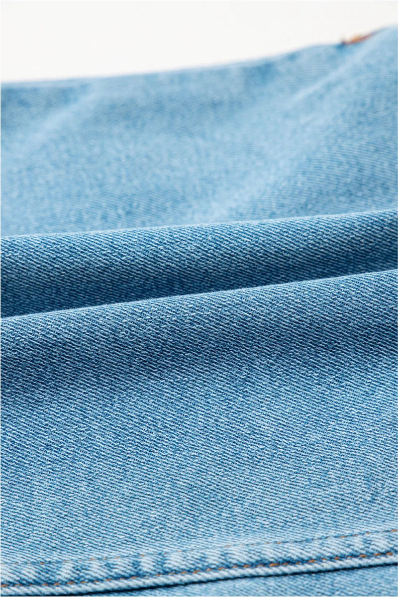 Acid Wash Bowknot Details High Waist Denim Skirt - Body Central