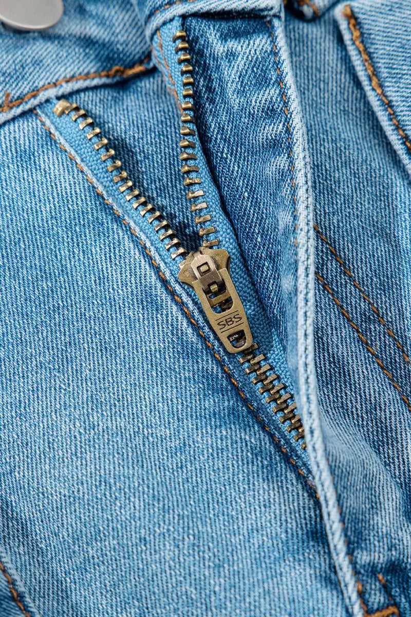 Acid Wash Bowknot Details High Waist Denim Skirt - Body Central