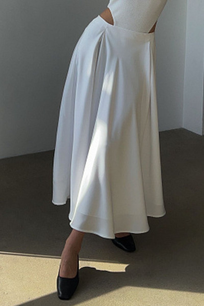 Back Elastic Waist Satin Skirt - Body Central