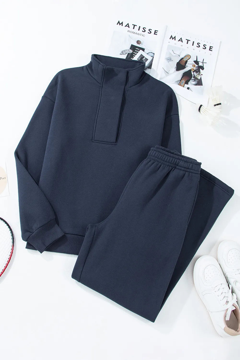 Half Snap Long Sleeve Top and Pants Active Set - Body Central Store