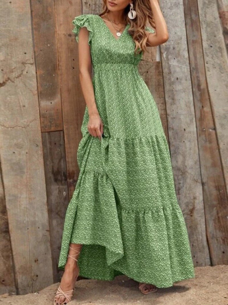 Bohemian High - rise Print Paneled Floral Long Dress - Body Central