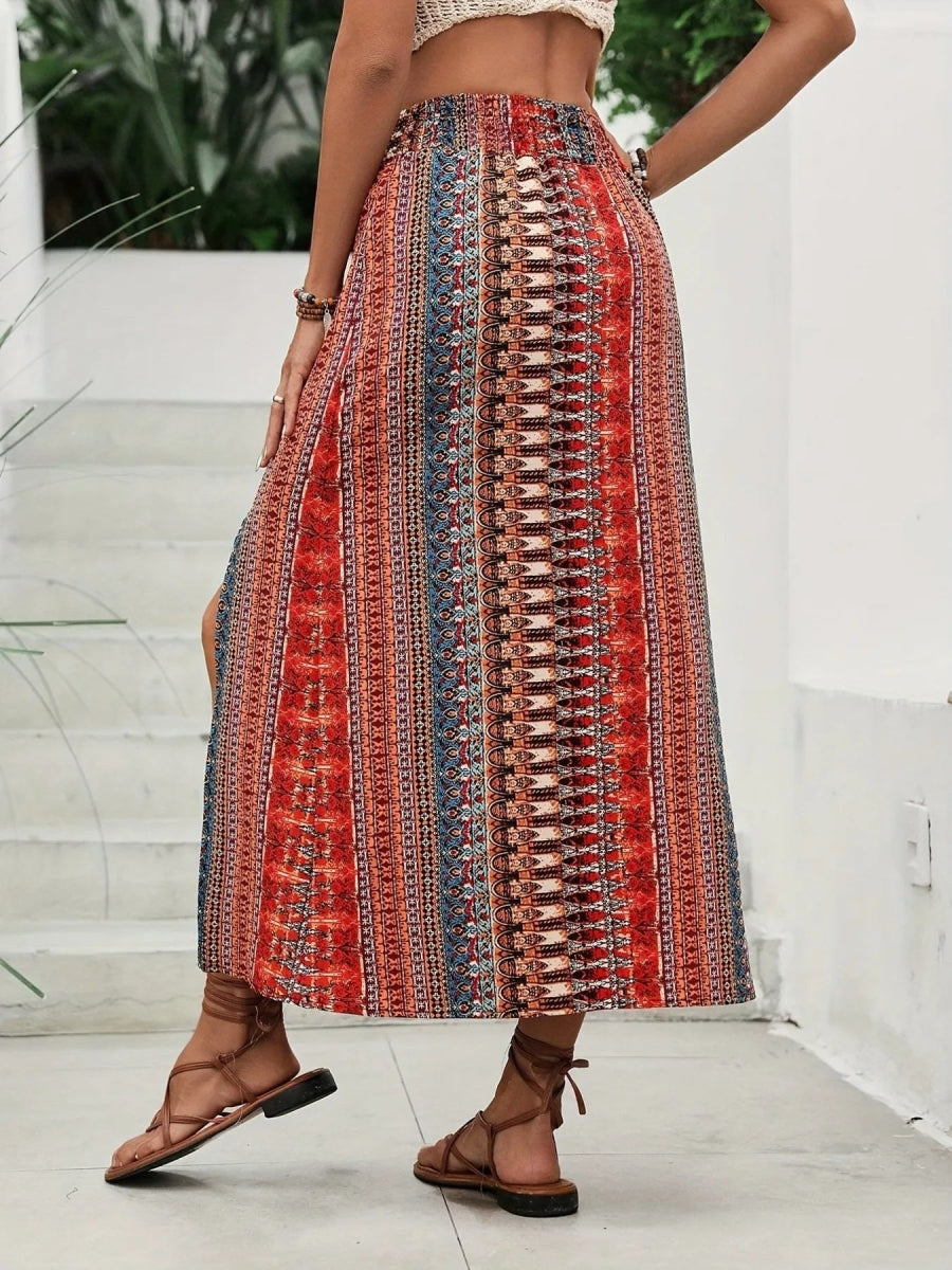Bohemian Print Split Maxi Skirt - Body Central