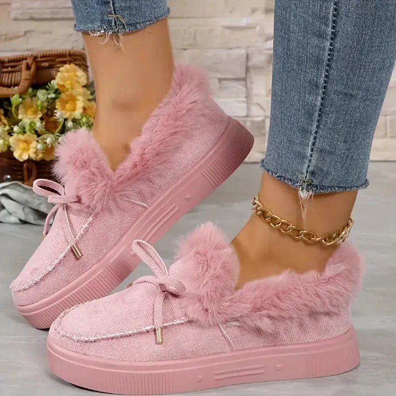 Bow Furry Round Toe Flat Slip - Ons - Body Central