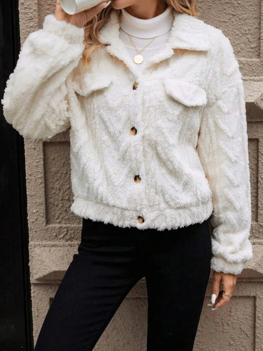Button Up Long Sleeve Fuzzy Outerwear - Body Central