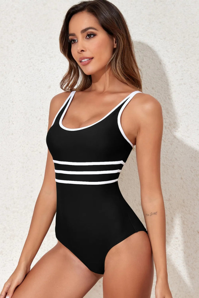 Contrast Trim Scoop Neck One - Piece Swimwear - Body Central