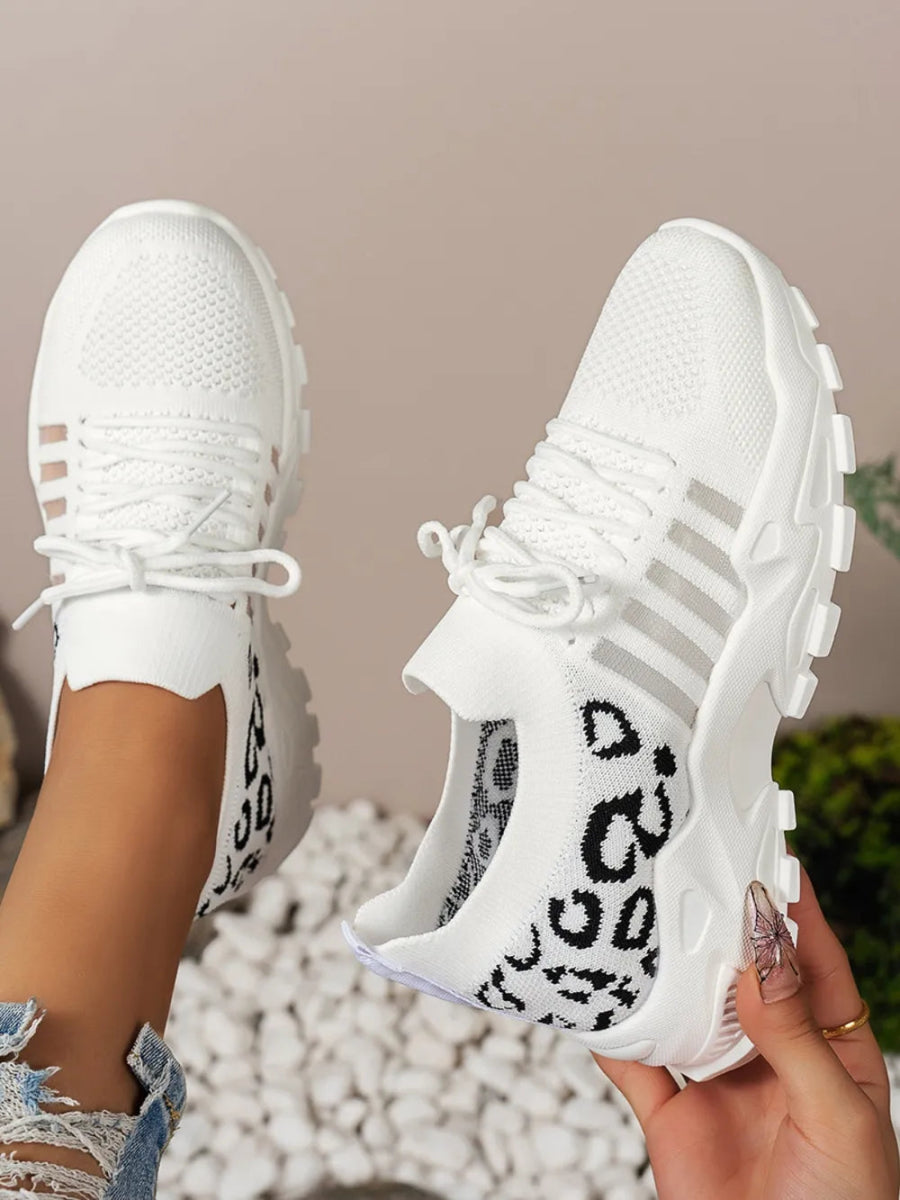 Cutout Leopard Lace Up Mesh Athletic - Body Central