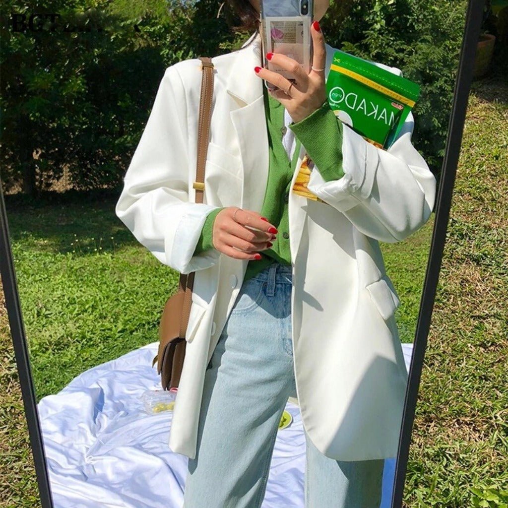 Double Breasted Thin Pockets Blazer - Body Central