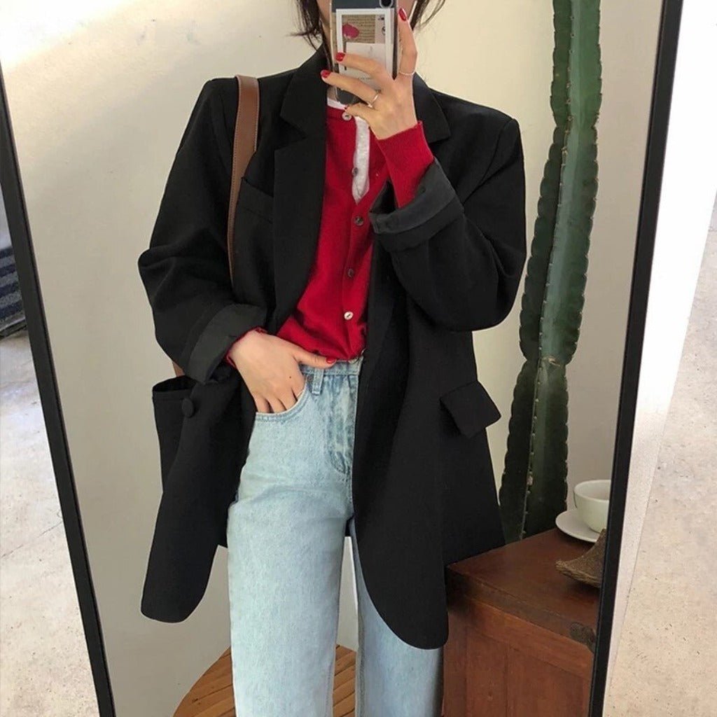 Double Breasted Thin Pockets Blazer - Body Central