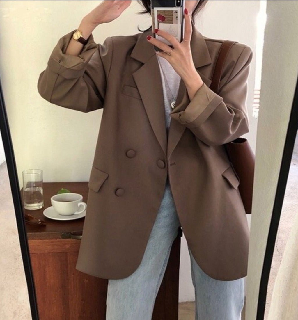 Double Breasted Thin Pockets Blazer - Body Central