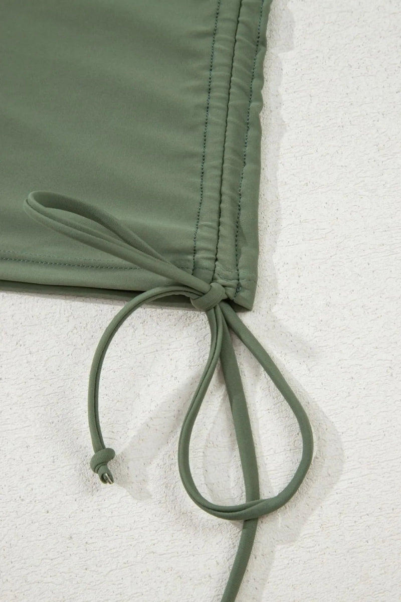 Drawstring Ruched Wide Straps Tankini Set - Body Central