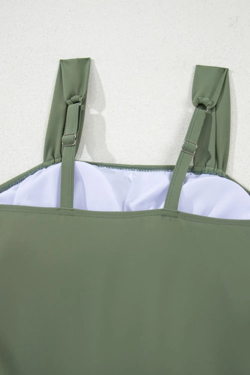 Drawstring Ruched Wide Straps Tankini Set - Body Central