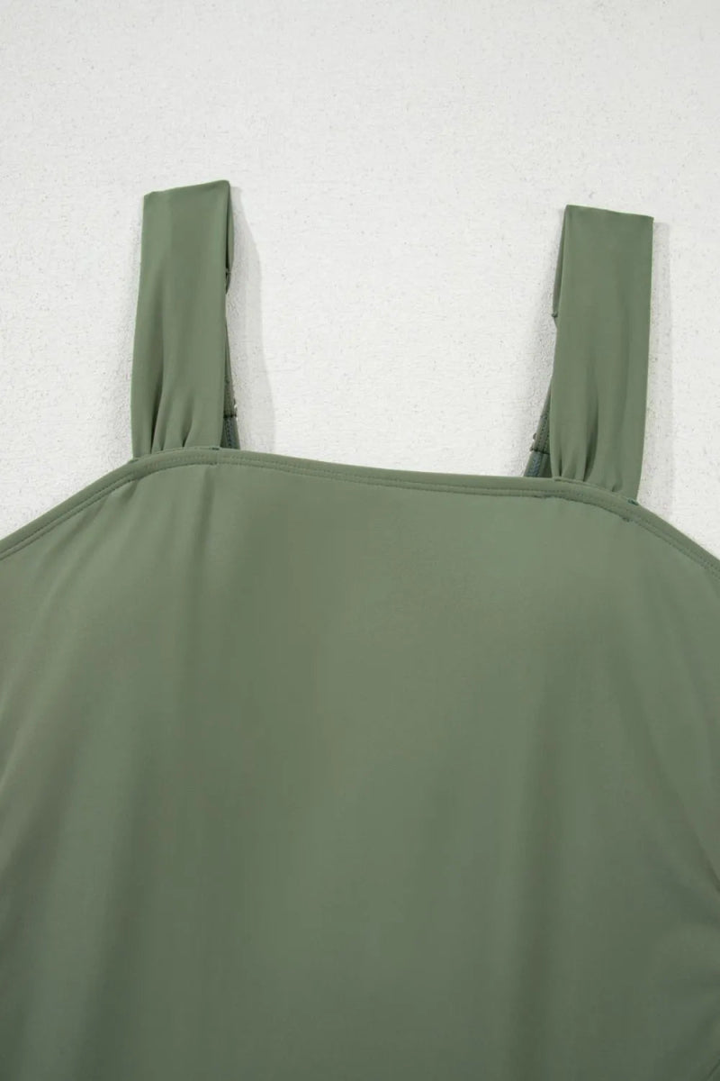 Drawstring Ruched Wide Straps Tankini Set - Body Central