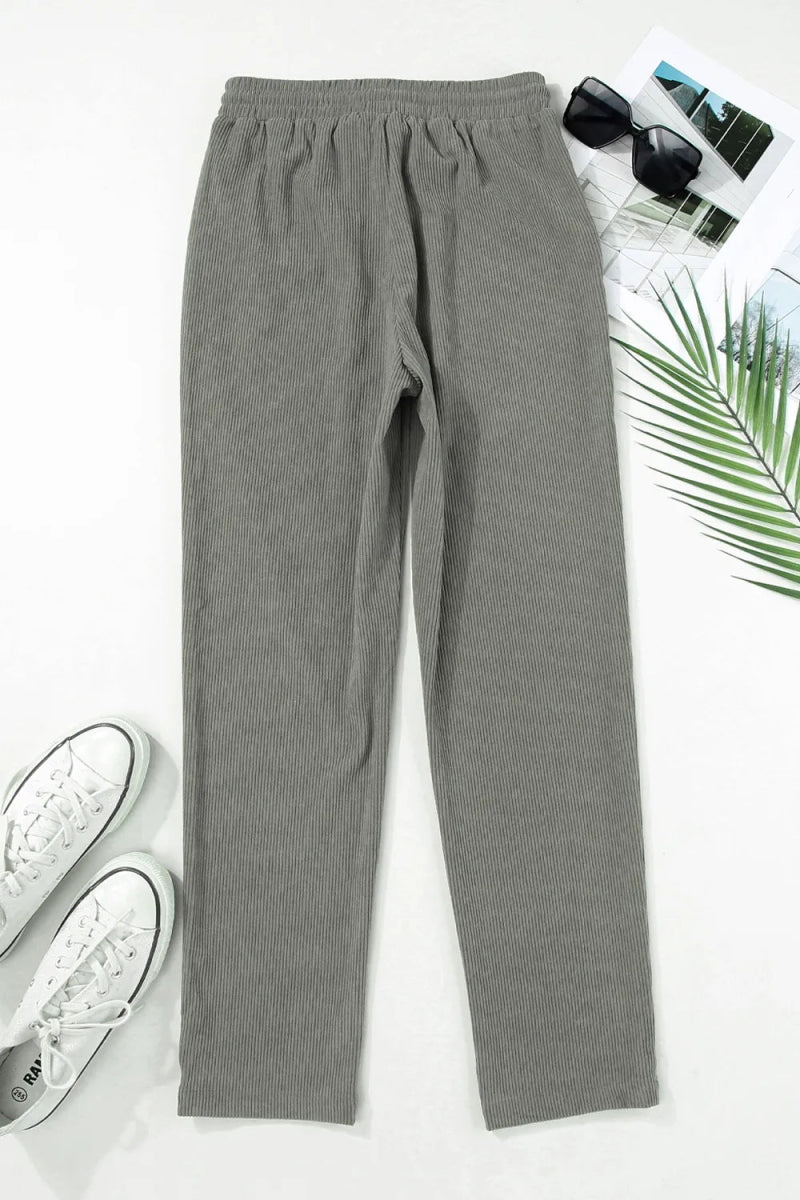 Drawstring Straight Pants with Pockets - Body Central