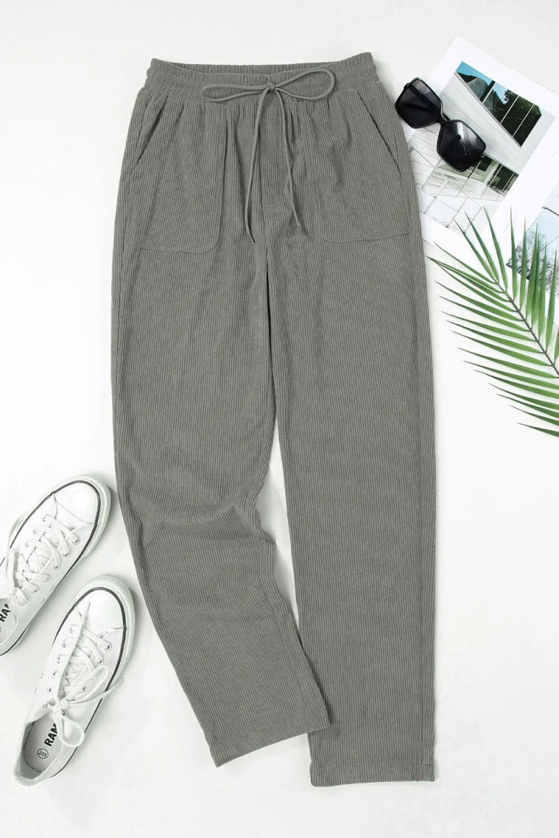 Drawstring Straight Pants with Pockets - Body Central