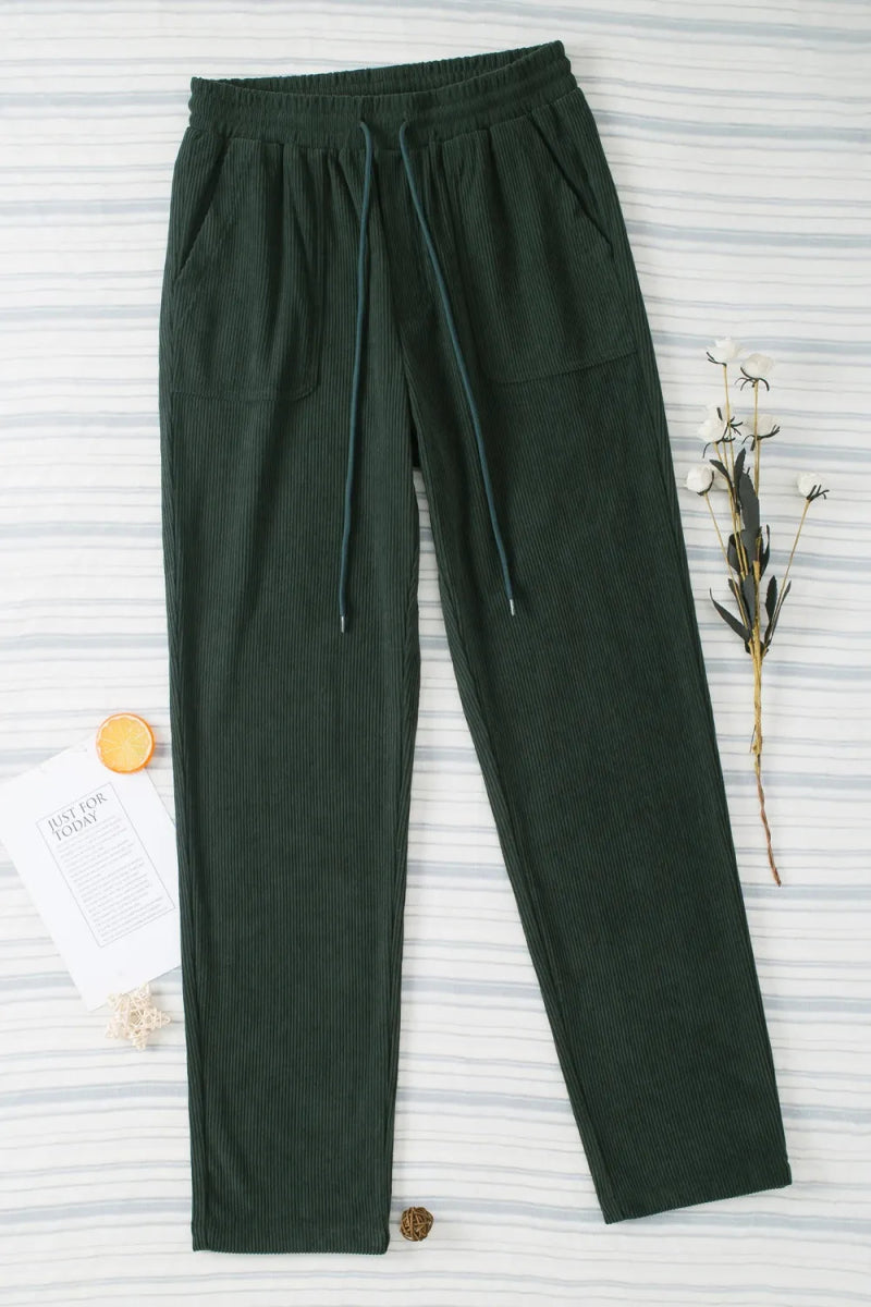 Drawstring Straight Pants with Pockets - Body Central