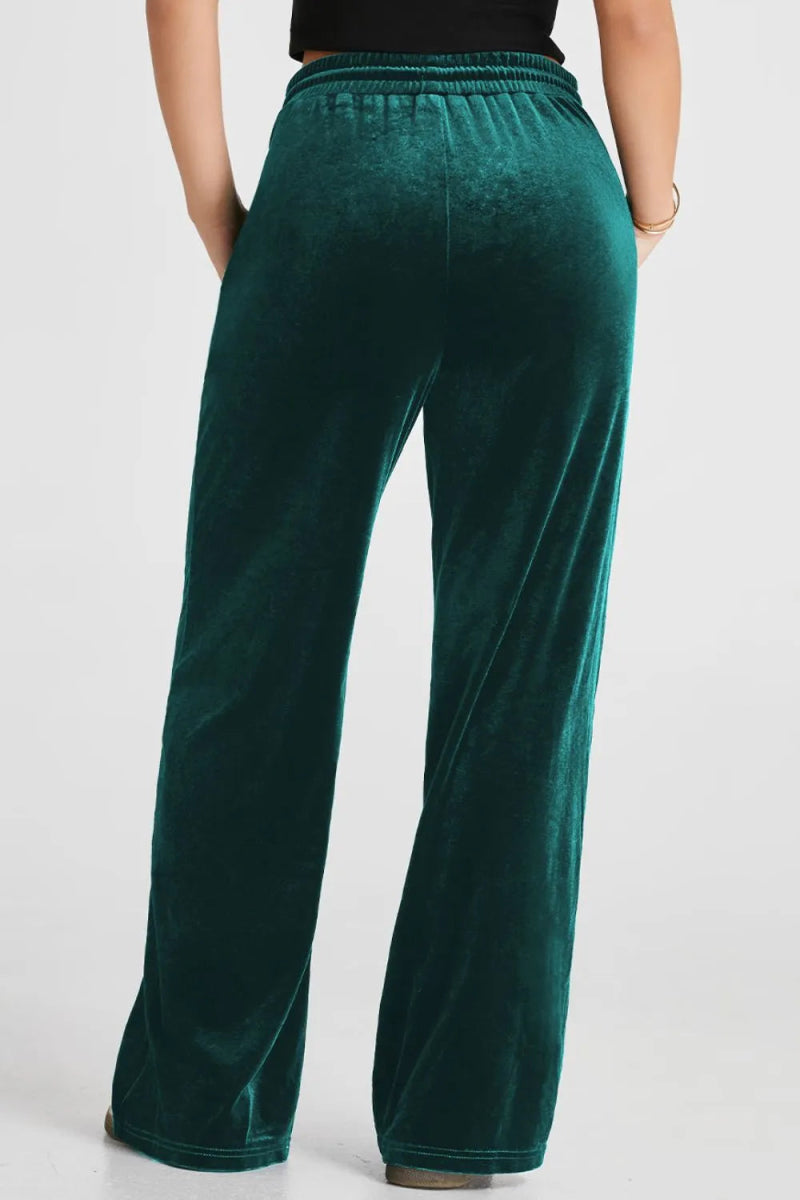 Drawstring Waist Wide Leg Active Pants - Body Central