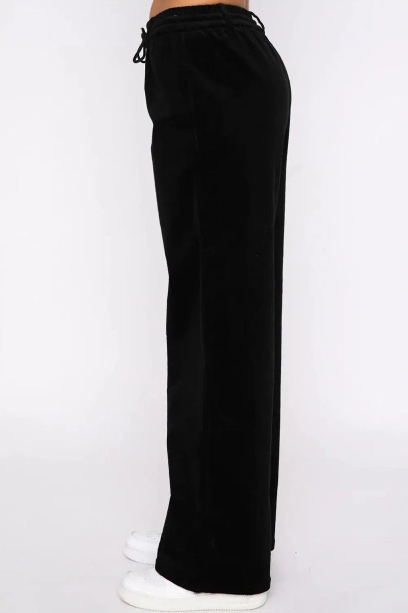Drawstring Waist Wide Leg Active Pants - Body Central